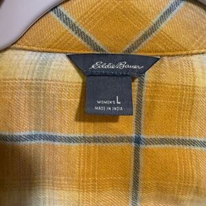 Eddie Bauer Women's Mustard Yellow Plaid Button-Up